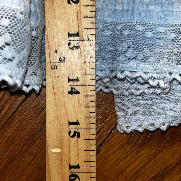 LoveShackFancy ruffle mini skirt eyelet blue white tie dye medium feminine - Picture 13 of 13